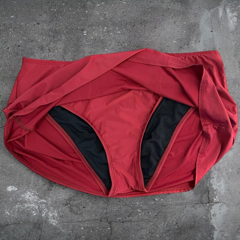 Athena swim skirt red modest swim bottom skort womens 12 - Picture 4 of 4